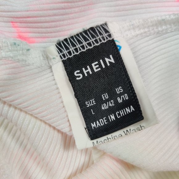 Shein womens upcycled OOAK custom crop top rave festival neon white sz L 8-10 - Picture 4 of 4